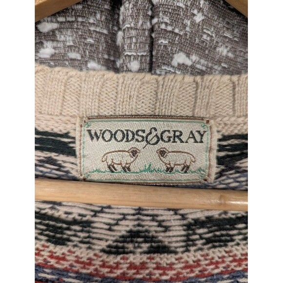 Vintage Woods & Gray Button Up Cardigan Sweater Nordic Fairs Island Design‎ - Picture 4 of 12